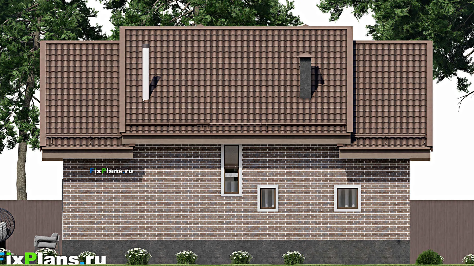 F-9071 - Проект дома с мансардой 11 на 16, площадью 260 м² с террасой и 2 спальнями