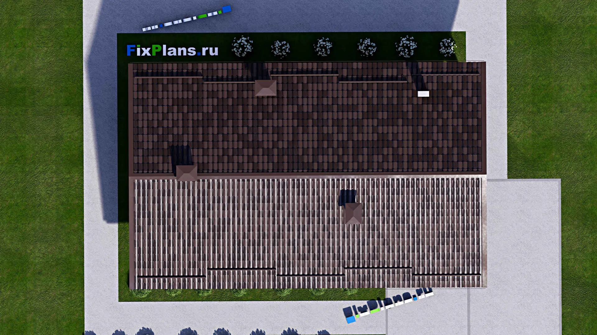 F-14975 - Проект бани 9 на 15, площадью 100 м² с комнатой отдыха, терассой и 2 санузлами