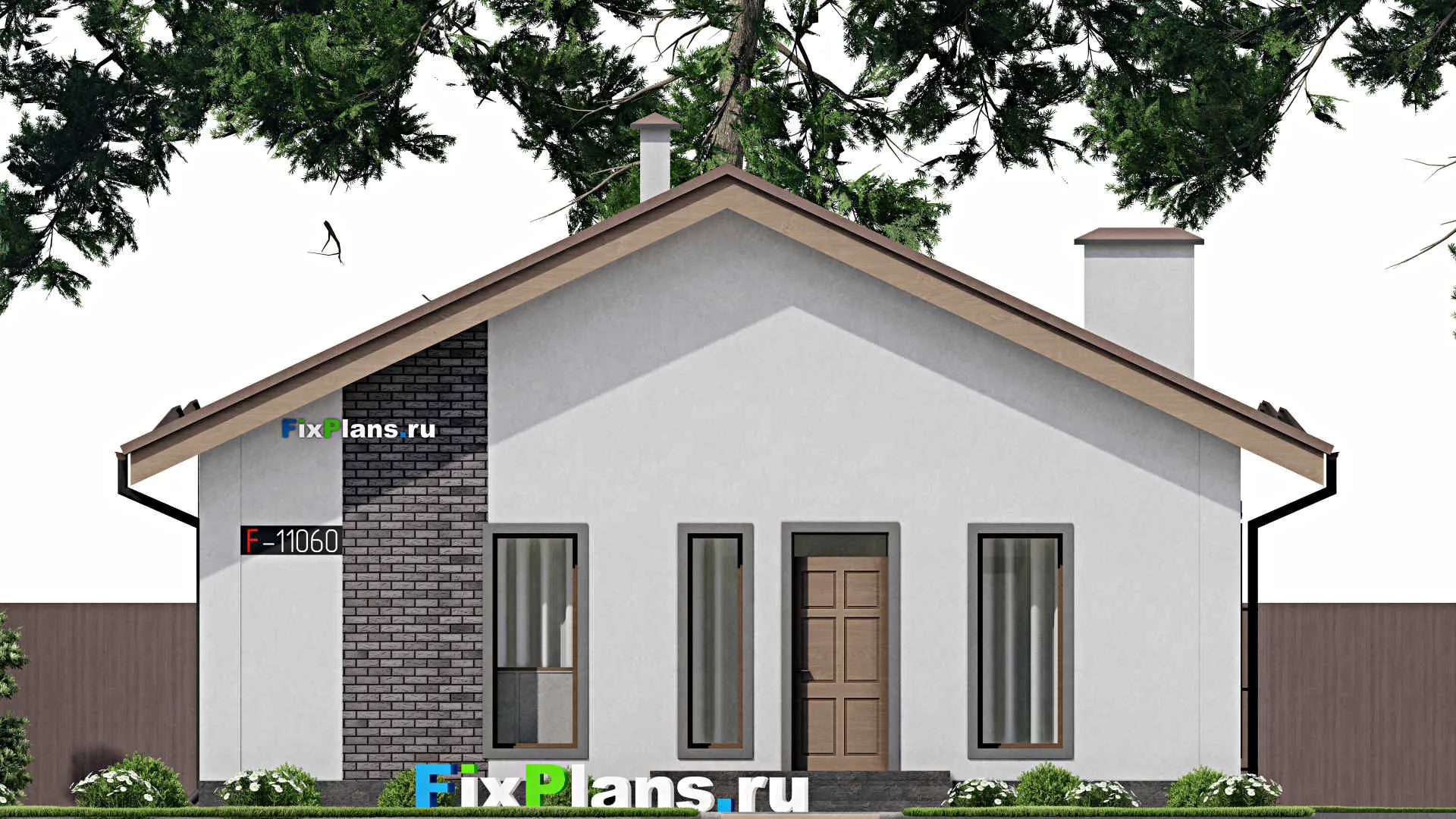 F-11060 - Проект одноэтажного дома 11 на 13, площадью 100 м² с 2 спальнями