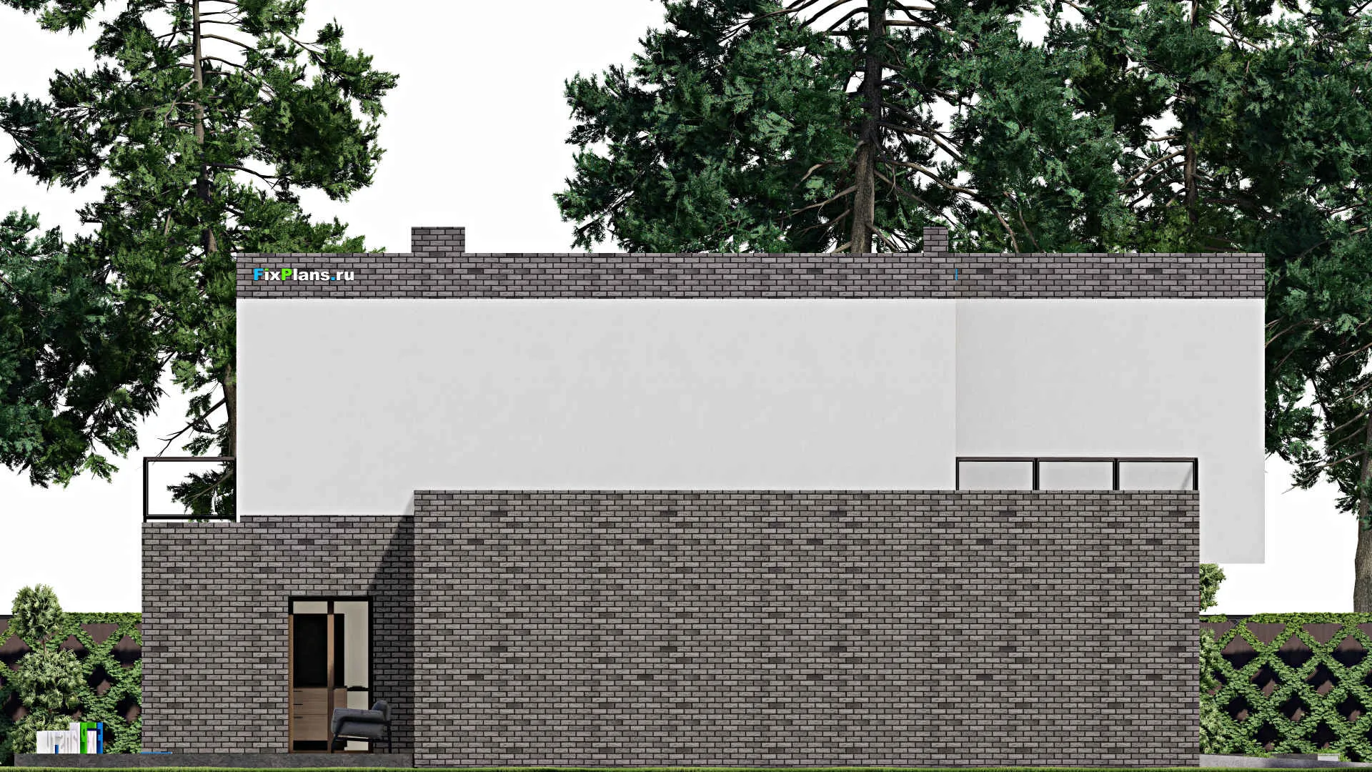 F-6245 - Проект двухэтажного дома 19 на 20, площадью 450 м² с террасой, балконом, гаражом на 2 машины и 5 спальнями