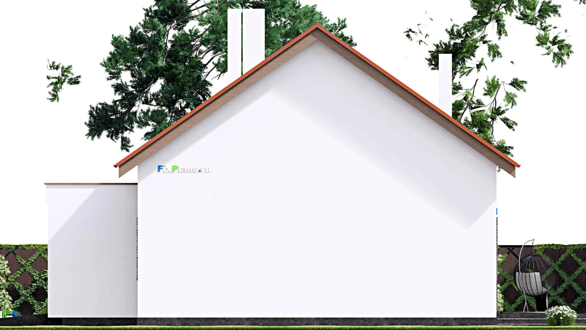 F-16631 - Проект одноэтажного дома 17 на 20, площадью 370 м² с террасой, гаражом на 2 машины и 3 спальнями