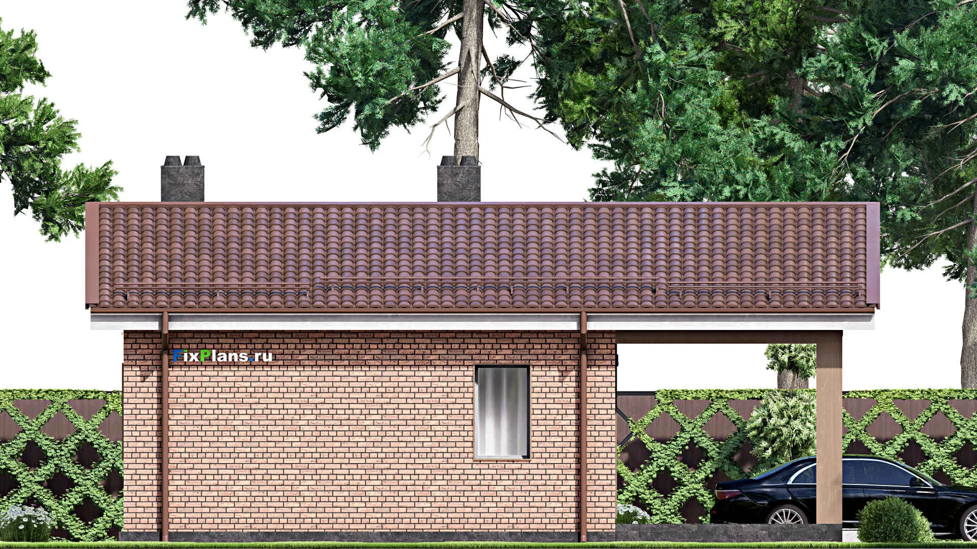 F-15299 - Проект бани 11 на 12, площадью 100 м² с комнатой отдыха, терассой и санузлом