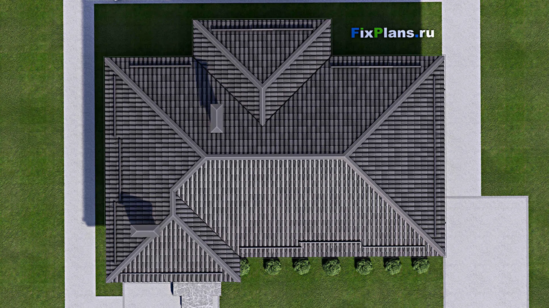 F-14021 - План одноэтажного дома 13 на 15, площадью 110 м² с террасой, баней и 3 спальнями