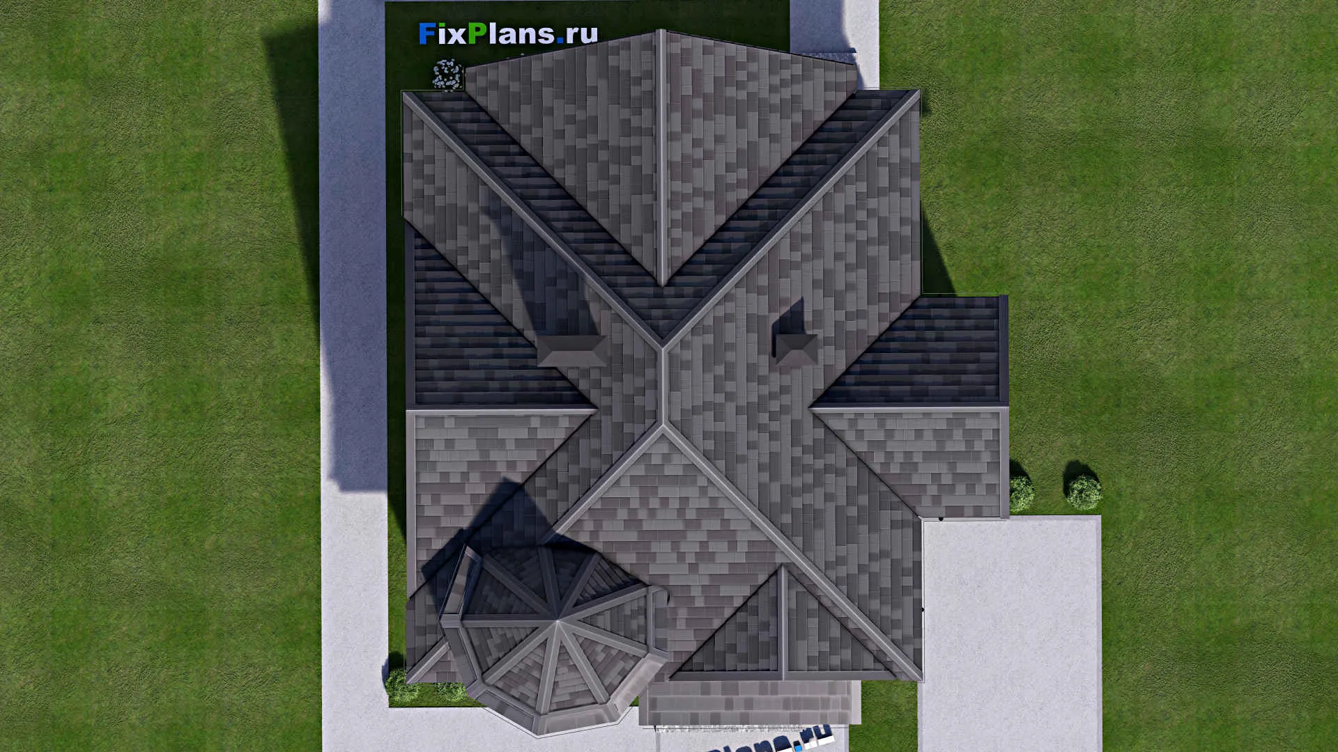 F-13553 - Проект дома с мансардой 12 на 15, площадью 200 м² с балконом и 4 спальнями