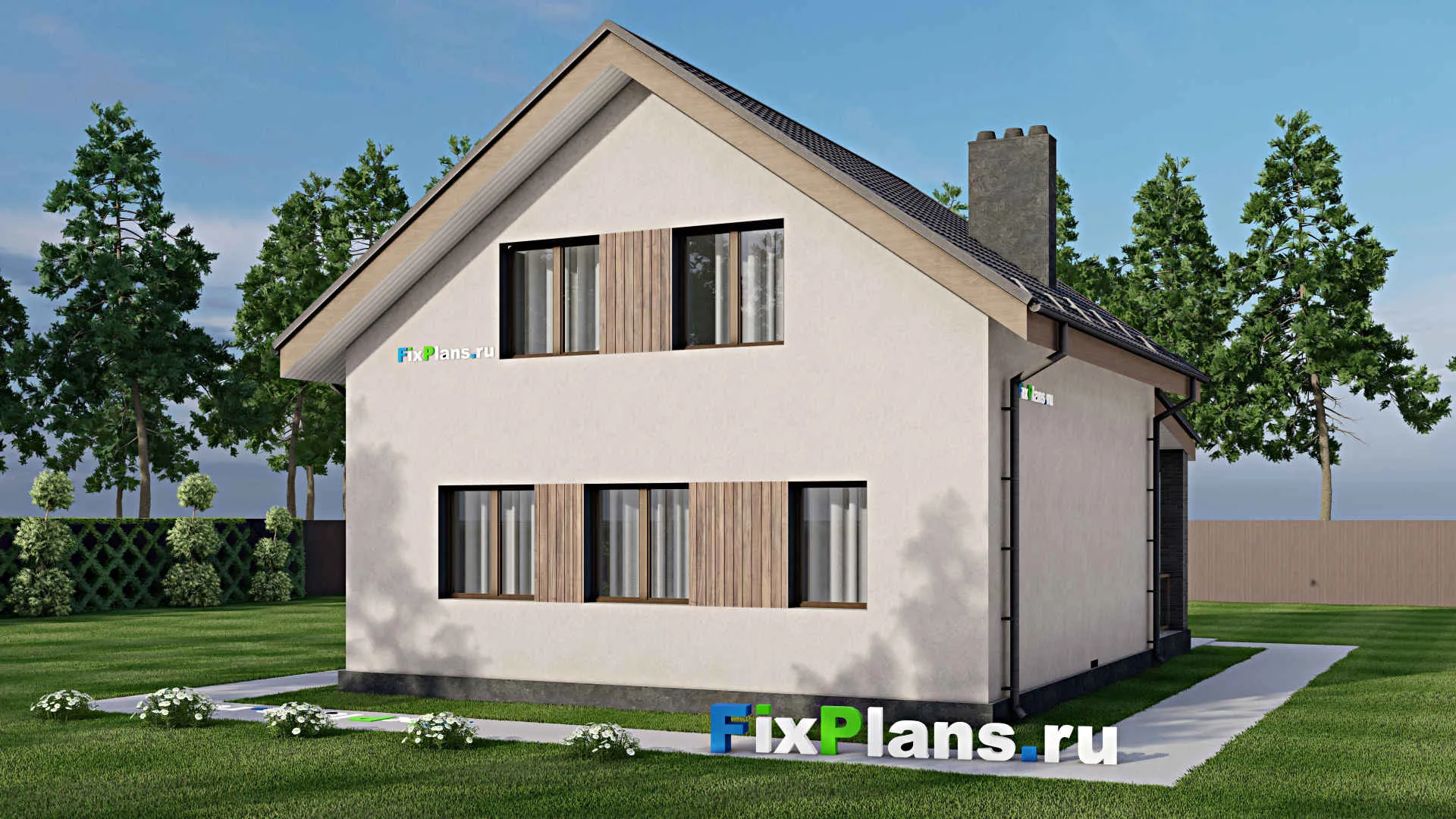 F-5273 - Проект дома с мансардой 9 на 12, площадью 140 м² с террасой, балконом и 3 спальнями