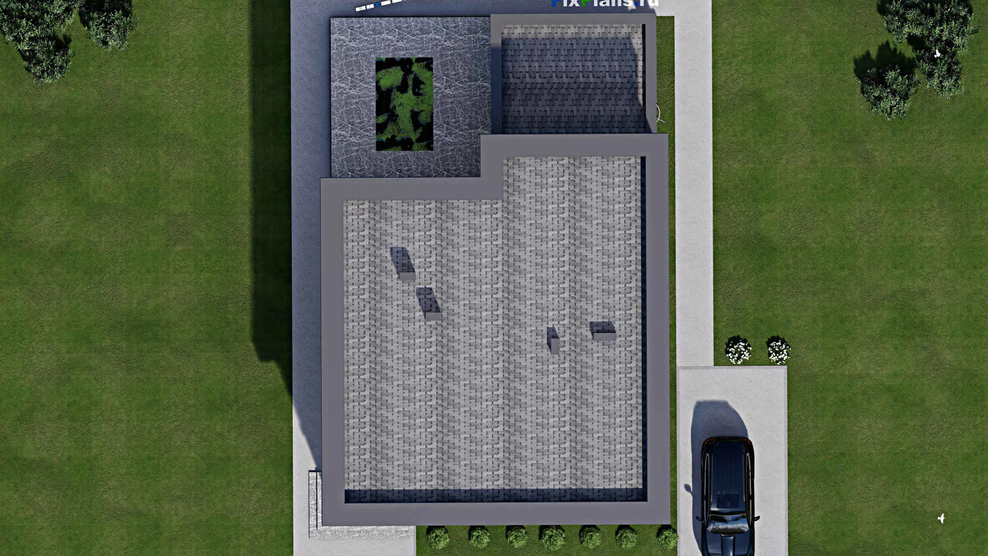 F-9845 - Проект двухэтажного дома 13 на 19, площадью 550 м² с террасой, балконом, баней, бассейном и 8 спальнями