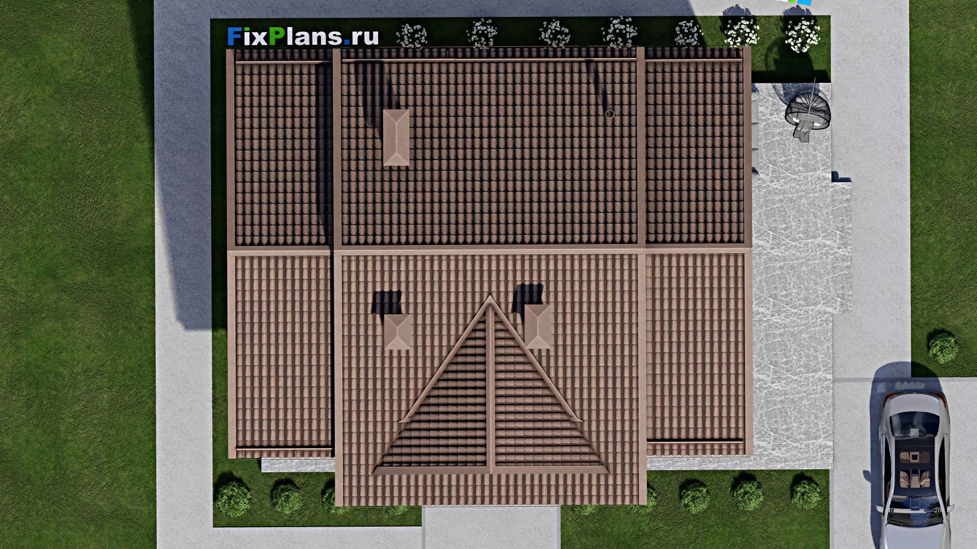 F-9071 - Проект дома с мансардой 11 на 16, площадью 260 м² с террасой и 2 спальнями