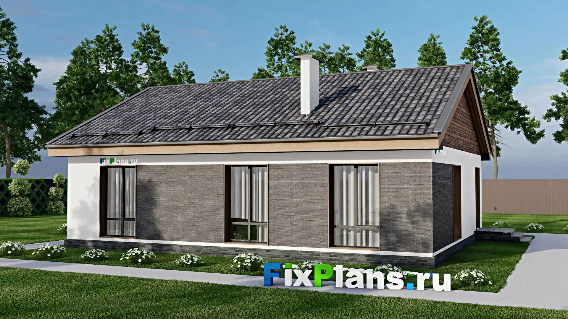 F-5057 - Проект одноэтажного дома 10 на 11, площадью 110 м² с 3 спальнями