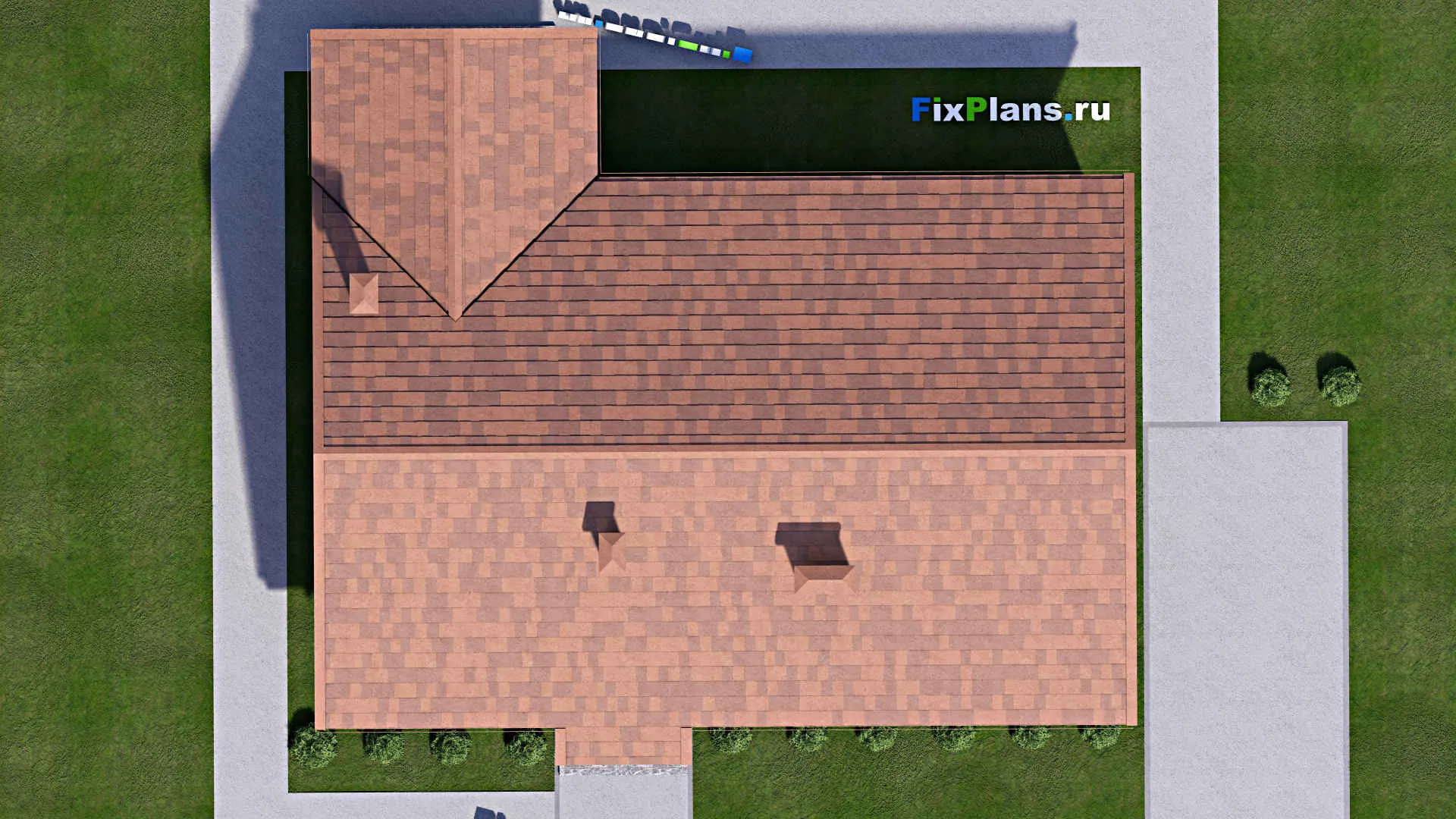 F-14390 - План одноэтажного дома 14 на 16, площадью 130 м² с террасой и 3 спальнями