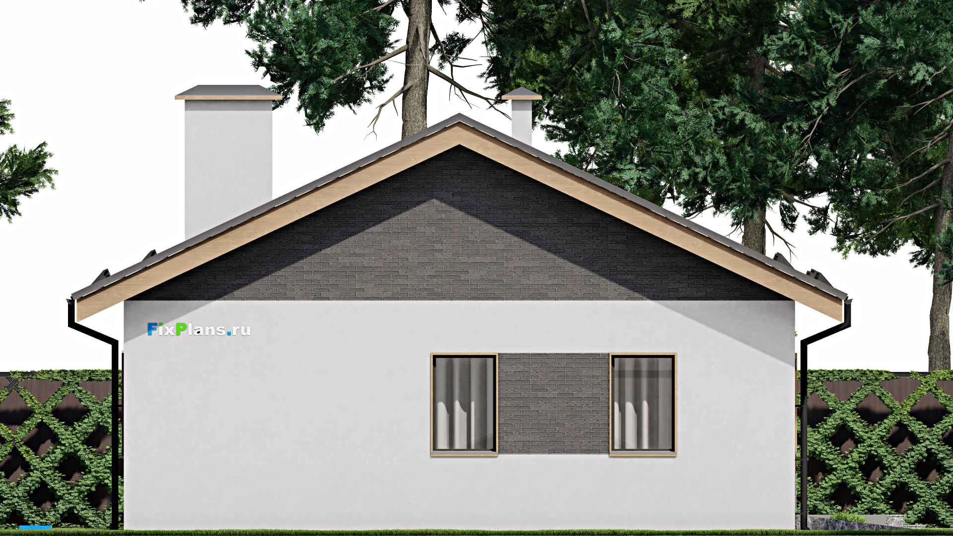 F-3905 - Проект одноэтажного дома 10 на 15, площадью 120 м² с гаражом на 1 машину и 1 спальнями
