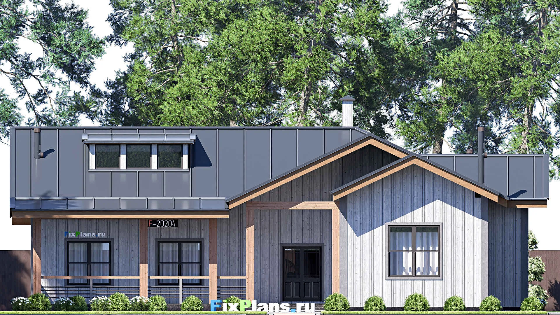 F-20204 - Проект одноэтажного дома 19 на 20, площадью 260 м² с террасой и 2 спальнями